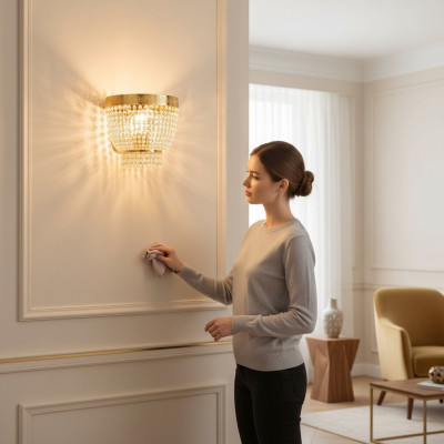 Luminaire de plafond moderne en laiton Lampe Or Cristal
