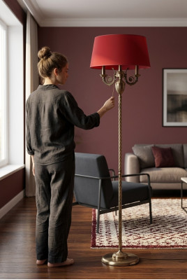 Lampe de sol rouge lustre de sol Lampe Luminaire Lustre or Lampes 50x173