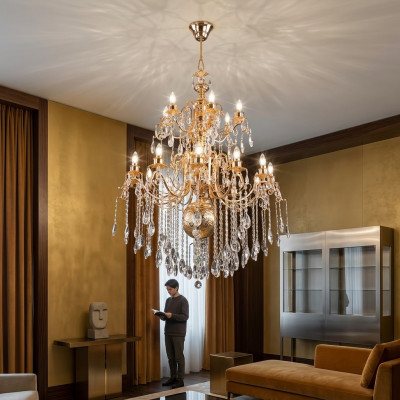 Lustre Lampe suspendue Lampe en cristal Plafonnier Lampes 96x155