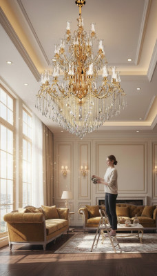 Lustre en cristal Salon Plafonnier Grande Villa Lampes 160x280
