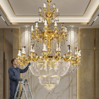 Lustre suspension lumière hall salle de séjour luxueux lampe brillante 360 cm