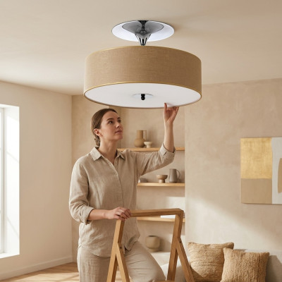 Lustre plafonnier luminaire moderne Suspension Salon luxe 50x30 Chrome