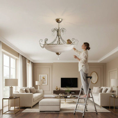 Lustre luminaire Salle de séjour Lustre brillant Chrome neuf
