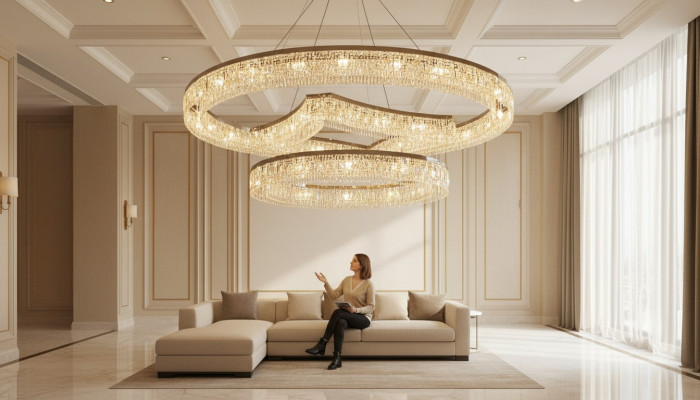 Lustre en acier inoxydable chromé Cristal dans le nouveau luxe du foyer