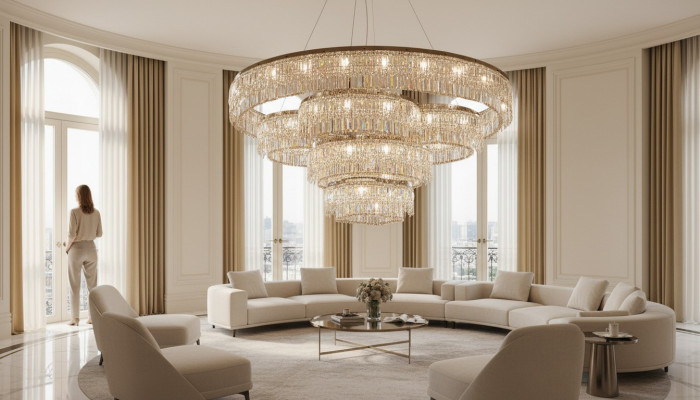 Lustre pour le hall d'entrée en cristal luisant neuf Espace intérieur Luxueux nouveau