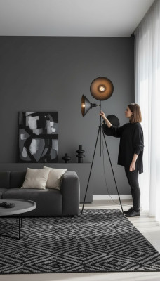 Lampe sur pied salon moderne neuve 150 cm noire de luxe pour intérieur