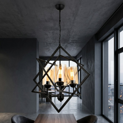 Lustre de plafond lampe suspendue Salon Luxe Intérieur noir Luminaire