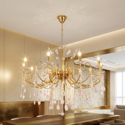 Lustre Belle lumière de plafond en cristal doré Lumières Lampes