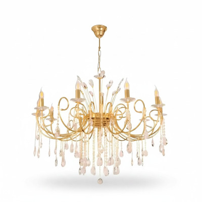 Lustre Belle lumière de plafond en cristal doré Lumières Lampes