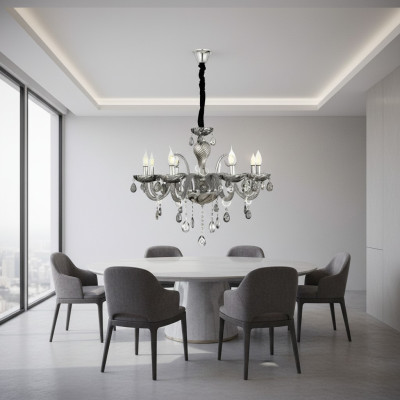 Chandelier Smoke Crystal dans le salon nouvelle maison de luxe chic