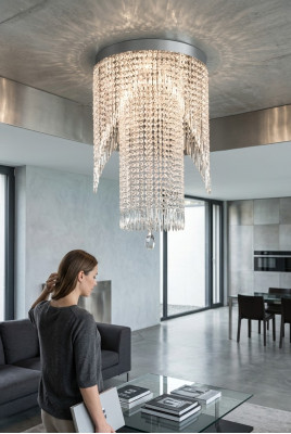 Le lustre en acier inoxydable chromé est parfait pour l'éclairage de votre lampe de salon.