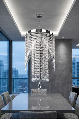 Le lustre en acier inoxydable chromé est parfait pour l'éclairage de votre lampe de salon.