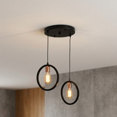 Lustre de plafond pour salon ou invités de luxe, élégant luminaire noir.