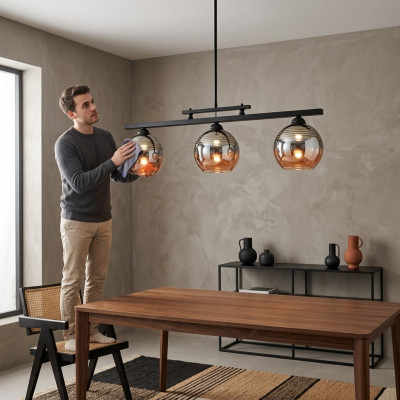 Plafonnier noir Luminaire Salon de luxe Lampe suspendue 20x65