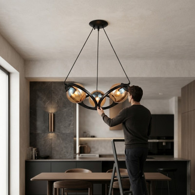 Plafonnier Lumière moderne de luxe design noir pour salon