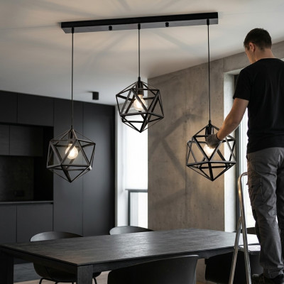 Lampe de plafond luminaire moderne lumineux de luxe en noir éclaire le salon