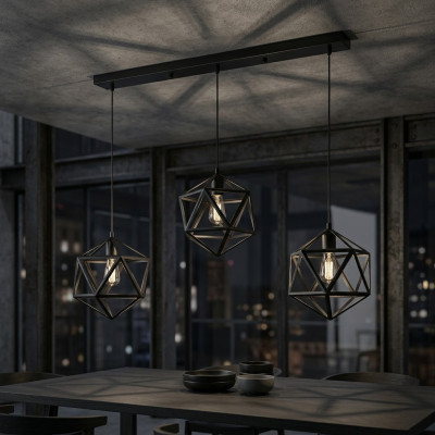 Lampe de plafond luminaire moderne lumineux de luxe en noir éclaire le salon
