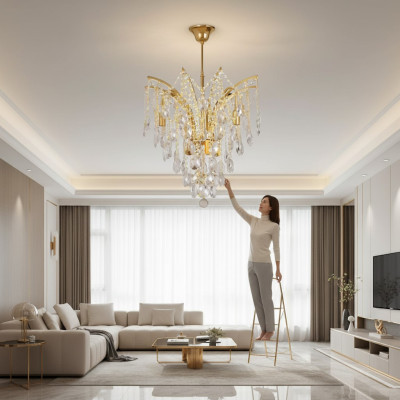 Lustre en cristal Lampe de plafond Luminaires Lampe en métal Plafonnier