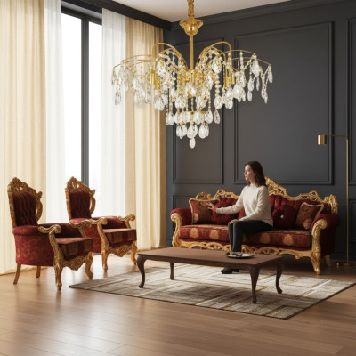 Chandelier Français Or dans le salon Luminaire luxueux Lampes