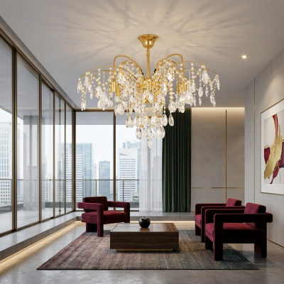 Chandelier Français Or dans le salon Luminaire luxueux Lampes