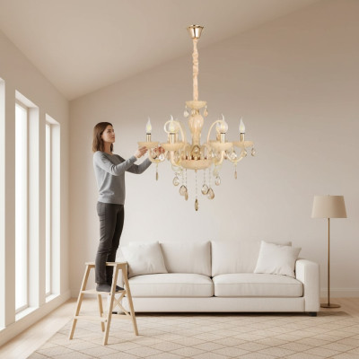 Lustre de plafond moderne pour le salon avec un luxueux éclat de verre Lampe Luminaire