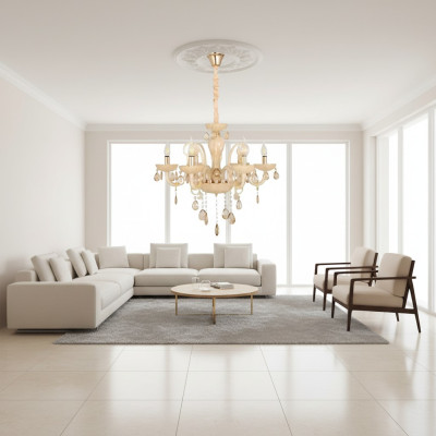 Lustre de plafond moderne pour le salon avec un luxueux éclat de verre Lampe Luminaire