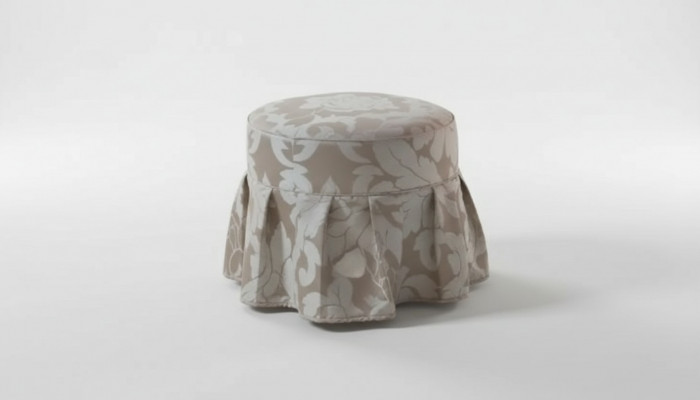 Tabouret rembourré rond de luxe gris, en tissu Ottoman de meubles rembourrés.