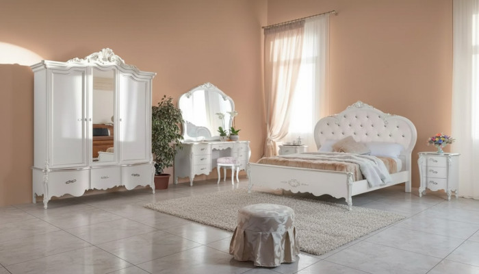 Ensemble de meubles de chambre complet en blanc, ensemble de meubles classiques 8 pièces neuf.