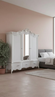 Armoire blanche Mobilier en bois massif Chambre à coucher Designer Portes en verre
