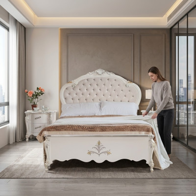 Lit design 120x200 cm Chesterfield Lit en bois Lits Chambre d'hôtel Mariage