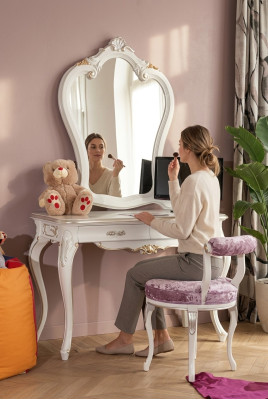 Ensemble de coiffeuse console miroir chambre mobilier design 2 pièces bois