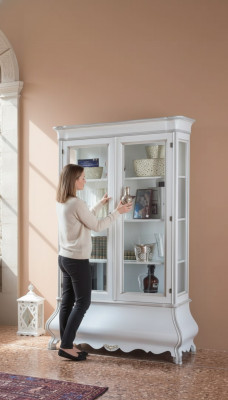 Meuble de salon classique Armoire vitrine en bois blanc Meuble de salon Armoire