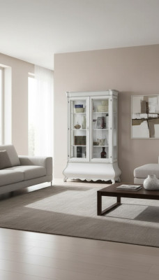 Meuble de salon classique Armoire vitrine en bois blanc Meuble de salon Armoire