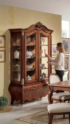 Luxueuse vitrine en bois Buffet Design Armoires Marron Meubles italiens neufs