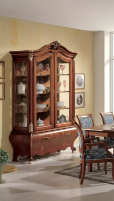 Luxueuse vitrine en bois Buffet Design Armoires Marron Meubles italiens neufs