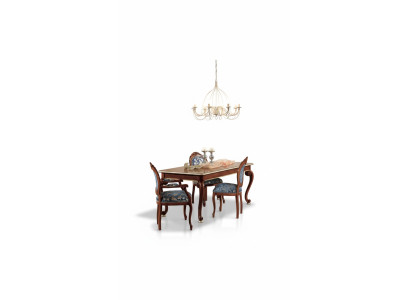 Ensemble de salle à manger classique avec table de luxe et 2 chaises à accoudoirs en bois Groupe 5 pièces