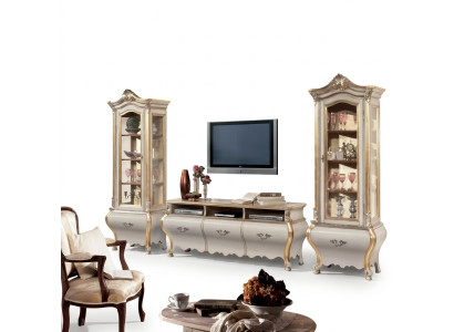 Classique Salon Unité murale Armoires Vitrine Ensemble de meubles en bois de luxe 3 pièces