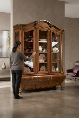 Luxueux bois Vitrine Buffet Design Armoires Marron Mobilier Italien