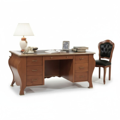 Bureau classique Design Desk brun Table en bois Mobilier