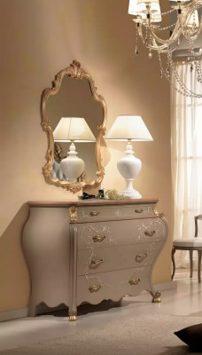 Commode Miroir Groupe Design en bois Armoire latérale Ensemble de meubles 2 pièces