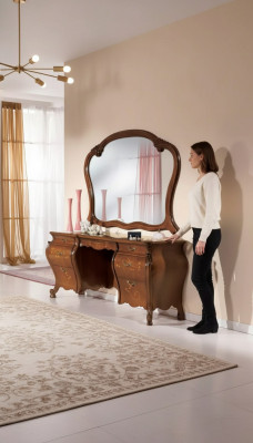 Coiffeuse avec miroir, conception de meuble de chambre à coucher, 2 pièces
