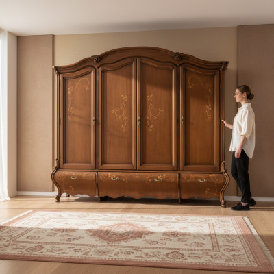 Armoire en bois massif Mobilier de chambre de luxe classique Marron nouvelle