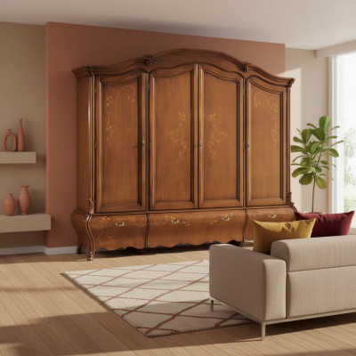 Armoire en bois massif Mobilier de chambre de luxe classique Marron nouvelle