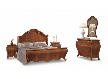 Ensemble de chambre brune Mobilier de luxe Lits Tables de chevet Miroir Commode
