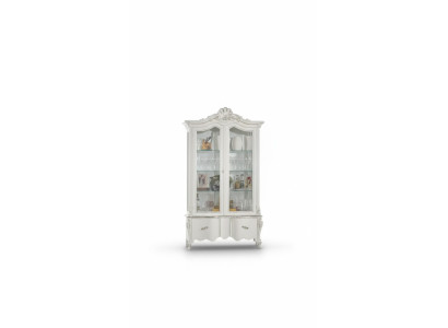 Vitrine de salon italien Armoire de meuble de salon Vitrine en verre blanc.