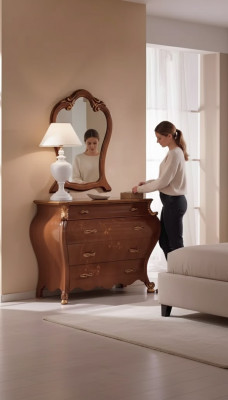 Chambre Miroir Commode Bois Classique s Design Luxe Marron neuf