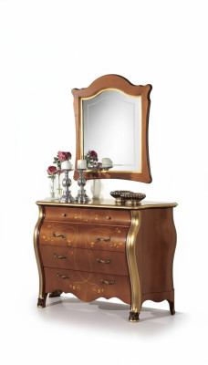 Chambre Meubles Commode avec Miroir Ensemble de Meubles Classiques de Luxe 2 pièces