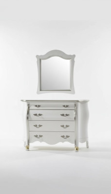 Commode en bois complet avec miroir, décor de meuble classique 2 pièces