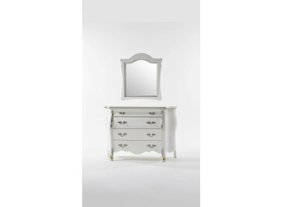 Commode en bois complet avec miroir, décor de meuble classique 2 pièces