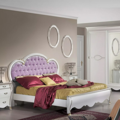 Conception de lit rembourré de luxe Double Chesterfield des lits d'hôtel bois meubles lit